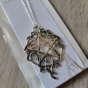 Silver Tone Pentagram Pendant Necklace